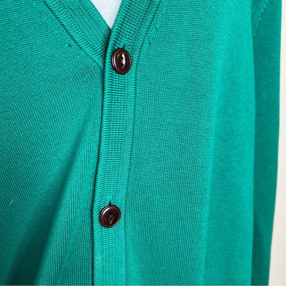 Lands End supima cotton classic grandpa cardigan sweater size large Kelly green - Picture 7 of 12